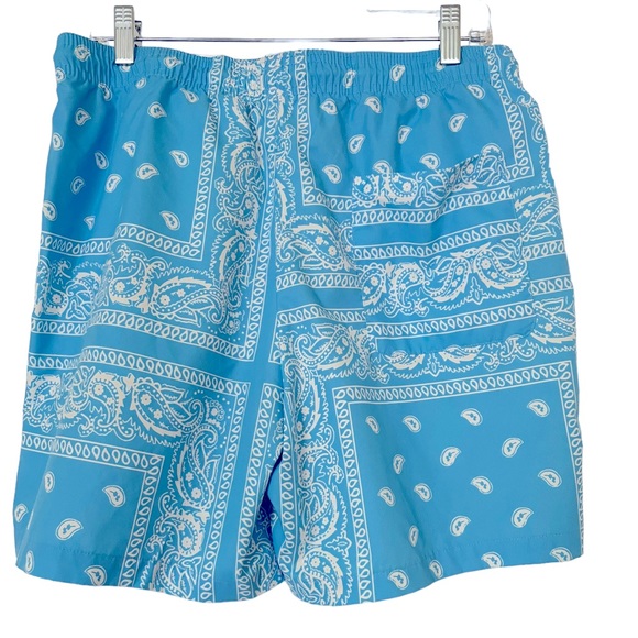 SHEIN UNLINED SWIM TRUNKS Size Large Blue and White Print - Picture 7 of 9